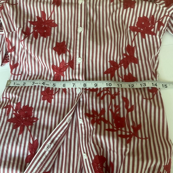 Zara Striped Embroided Dress Red  Midi XSmall - Picture 10 of 15